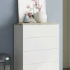 Cassettiera Dmeucc, 61x40h109 cm, Bianco e Rovere<Dmora Hot
