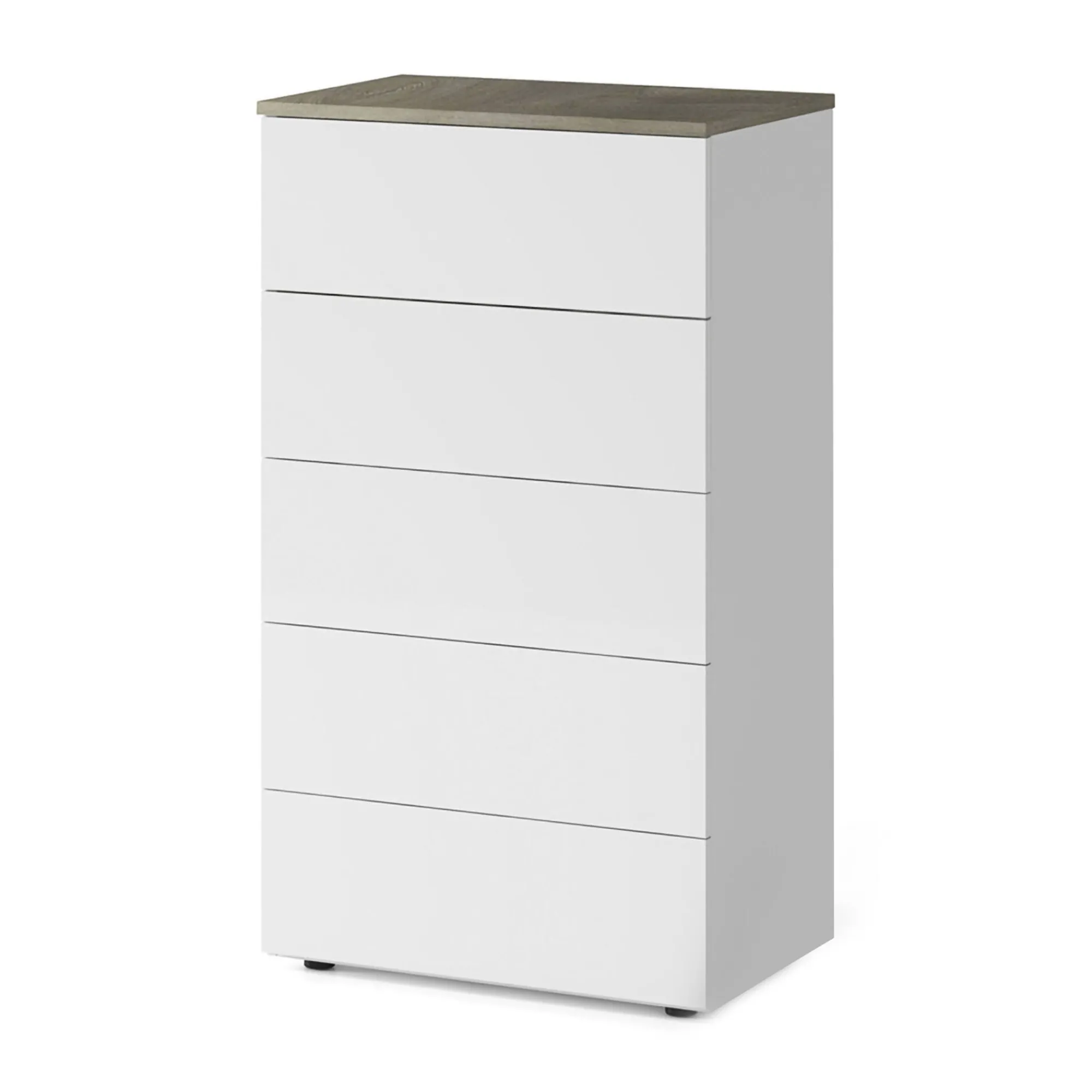 Cassettiera Dmeucc, 61x40h109 cm, Bianco e Rovere<Dmora Hot