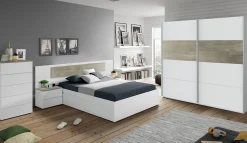 Cassettiera Dmeucc, 61x40h109 cm, Bianco e Rovere<Dmora Hot