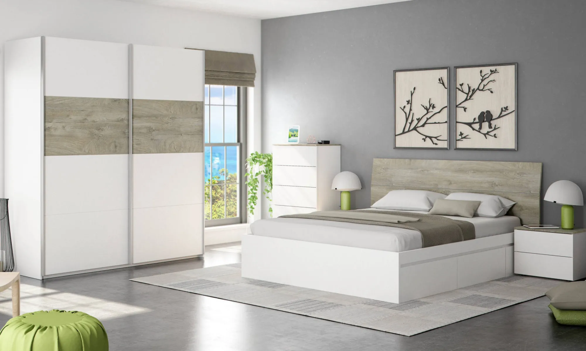 Cassettiera Dmeucc, 61x40h109 cm, Bianco e Rovere<Dmora Hot