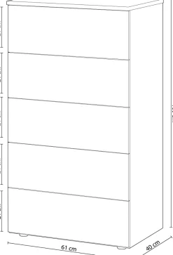 Cassettiera Dmeucc, 61x40h109 cm, Bianco e Rovere<Dmora Hot