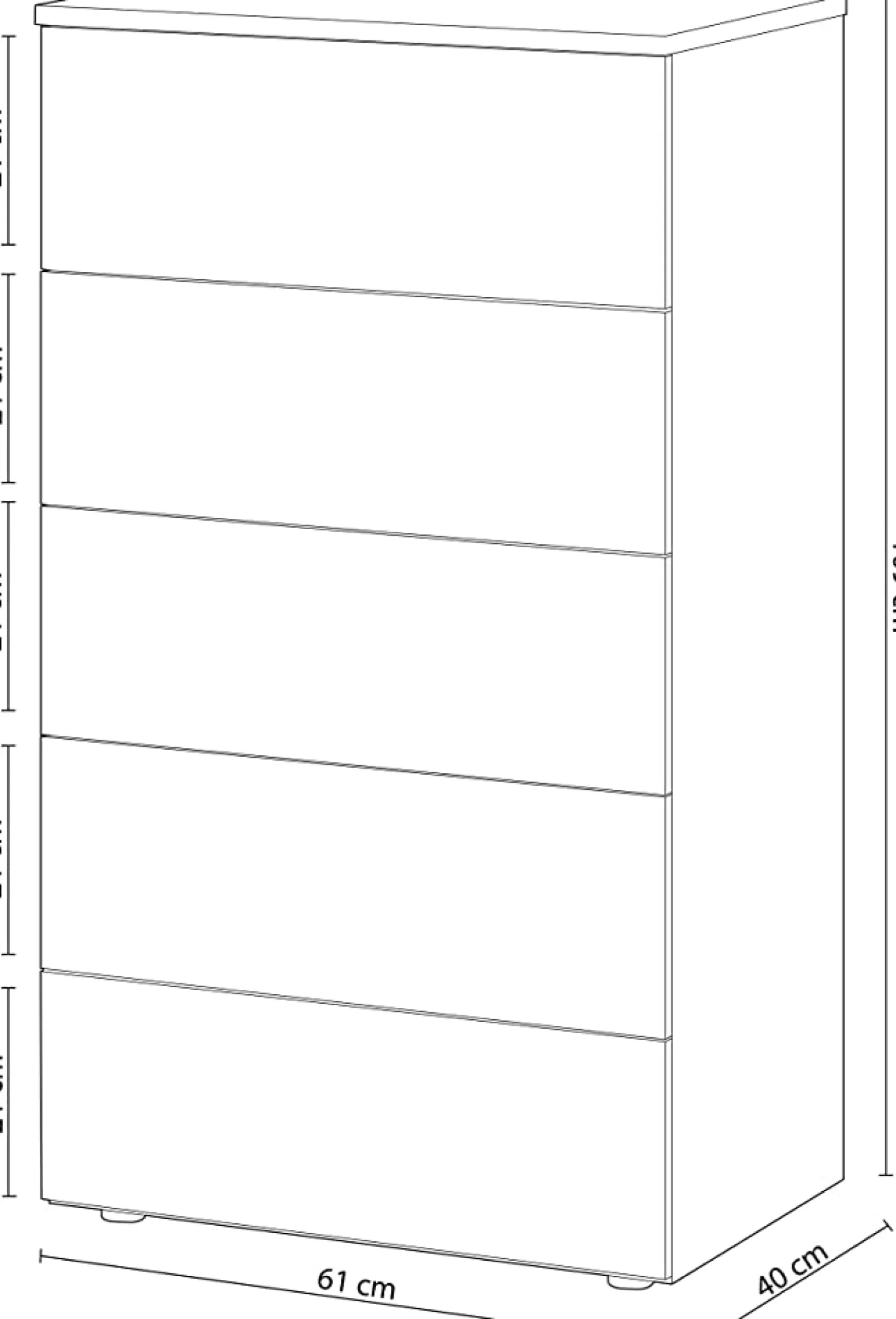 Cassettiera Dmeucc, 61x40h109 cm, Bianco e Rovere<Dmora Hot