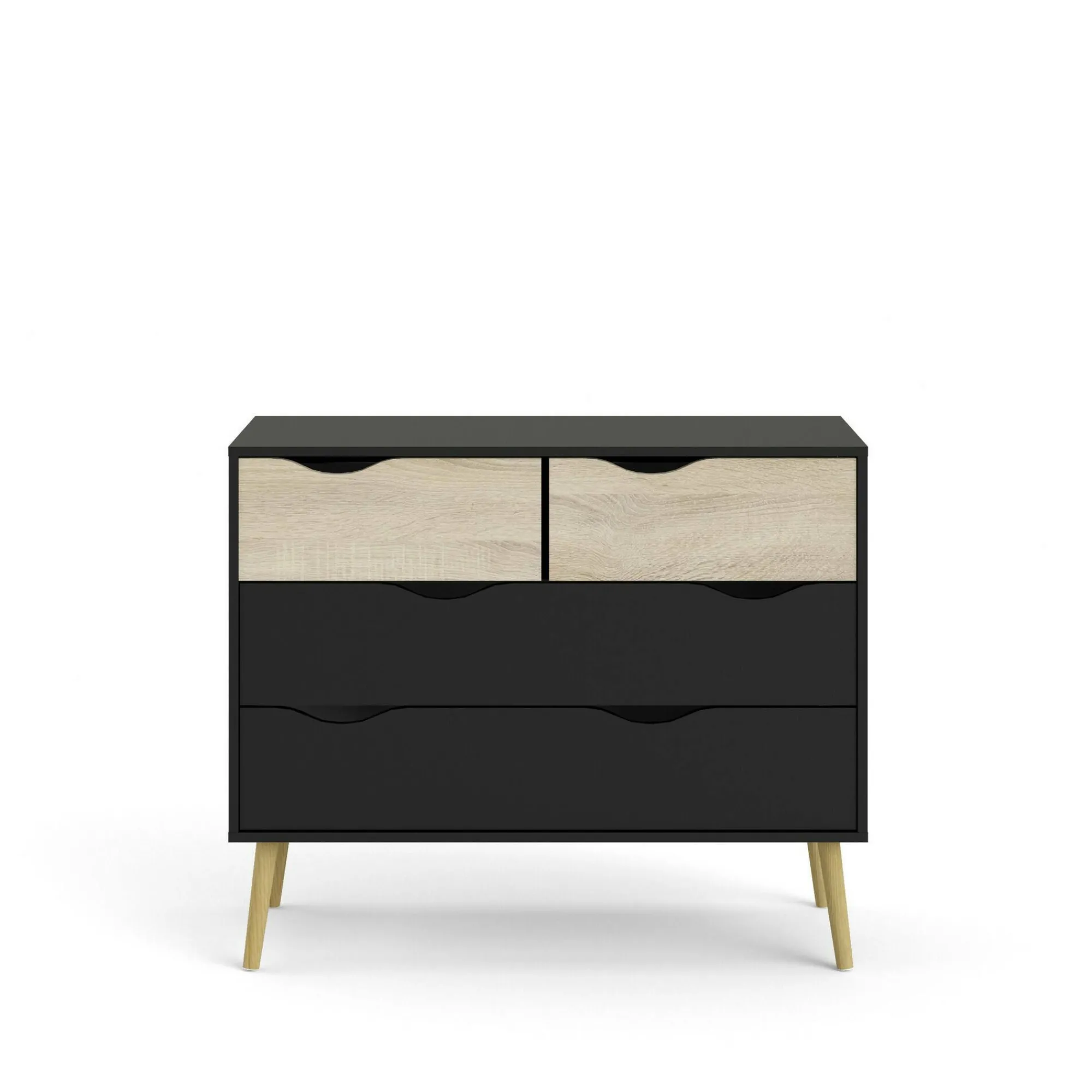Cassettiera Dretso, 99x39 h82 cm, Nero e Quercia<Dmora Sale