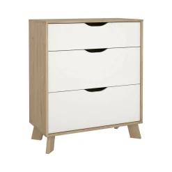 Cassettiera Drinco, 40x79 h92 cm, Rovere e Bianco<Dmora Discount