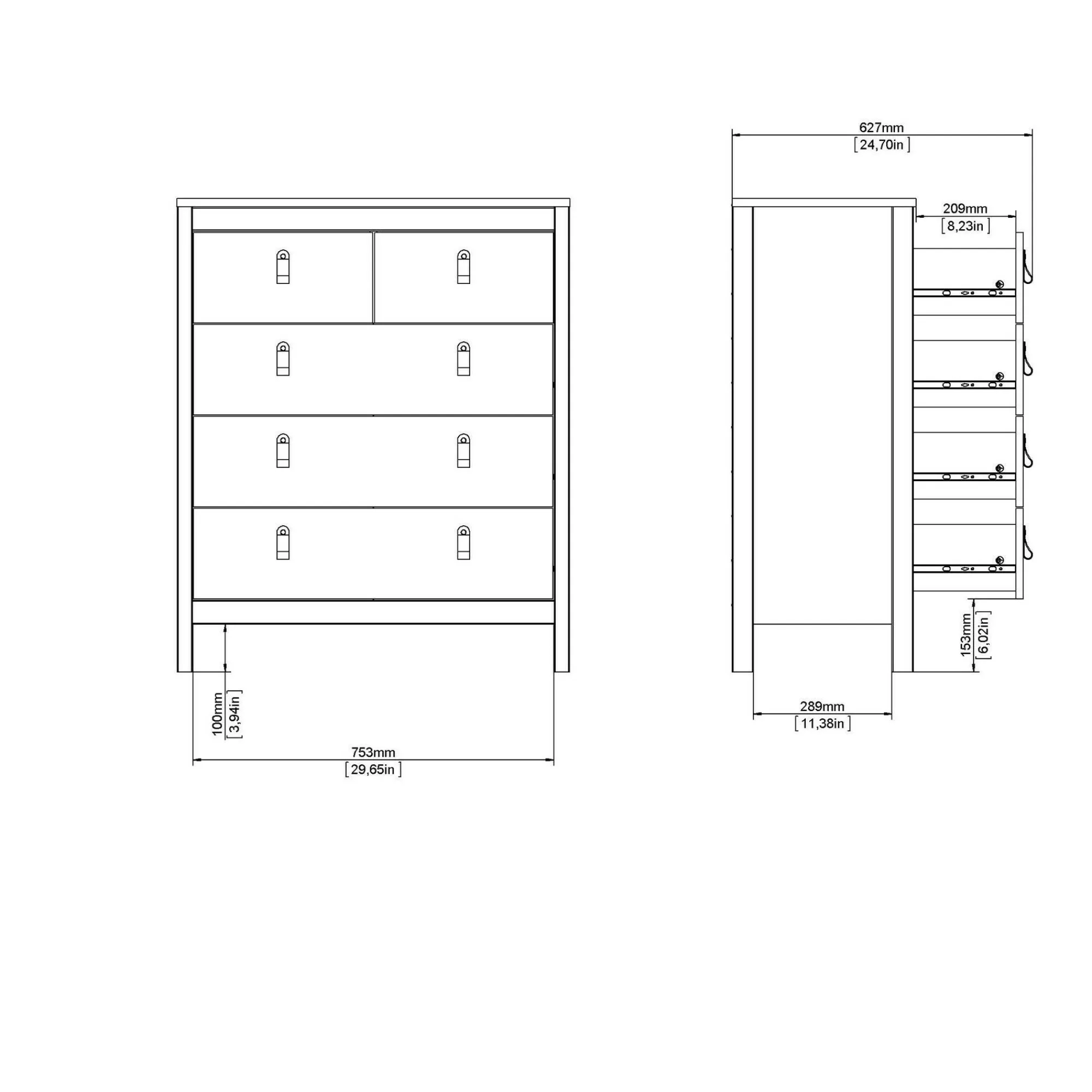 Cassettiera Drizzol, 38x82 h99 cm,<Dmora Outlet