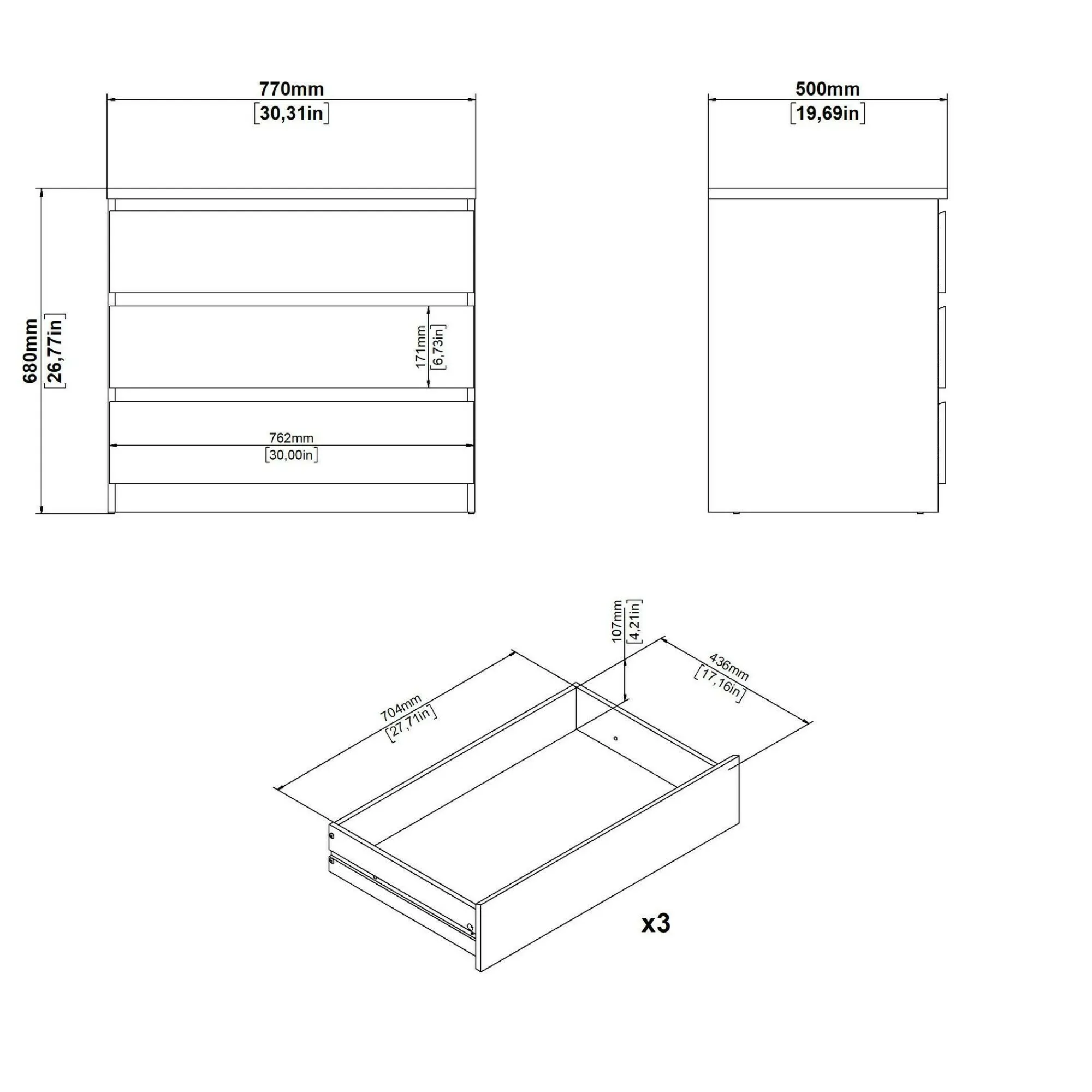 Cassettiera Drocc, 50x77 h68 cm,<Dmora Best Sale