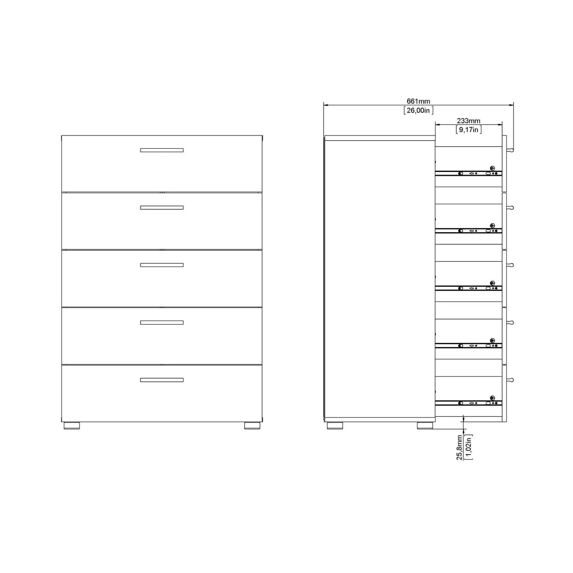 Cassettiera Drosell, 40x70 h102 cm,<Dmora Fashion