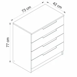 Cassettiera elysee, 73x42 h77 cm,<Dmora Best