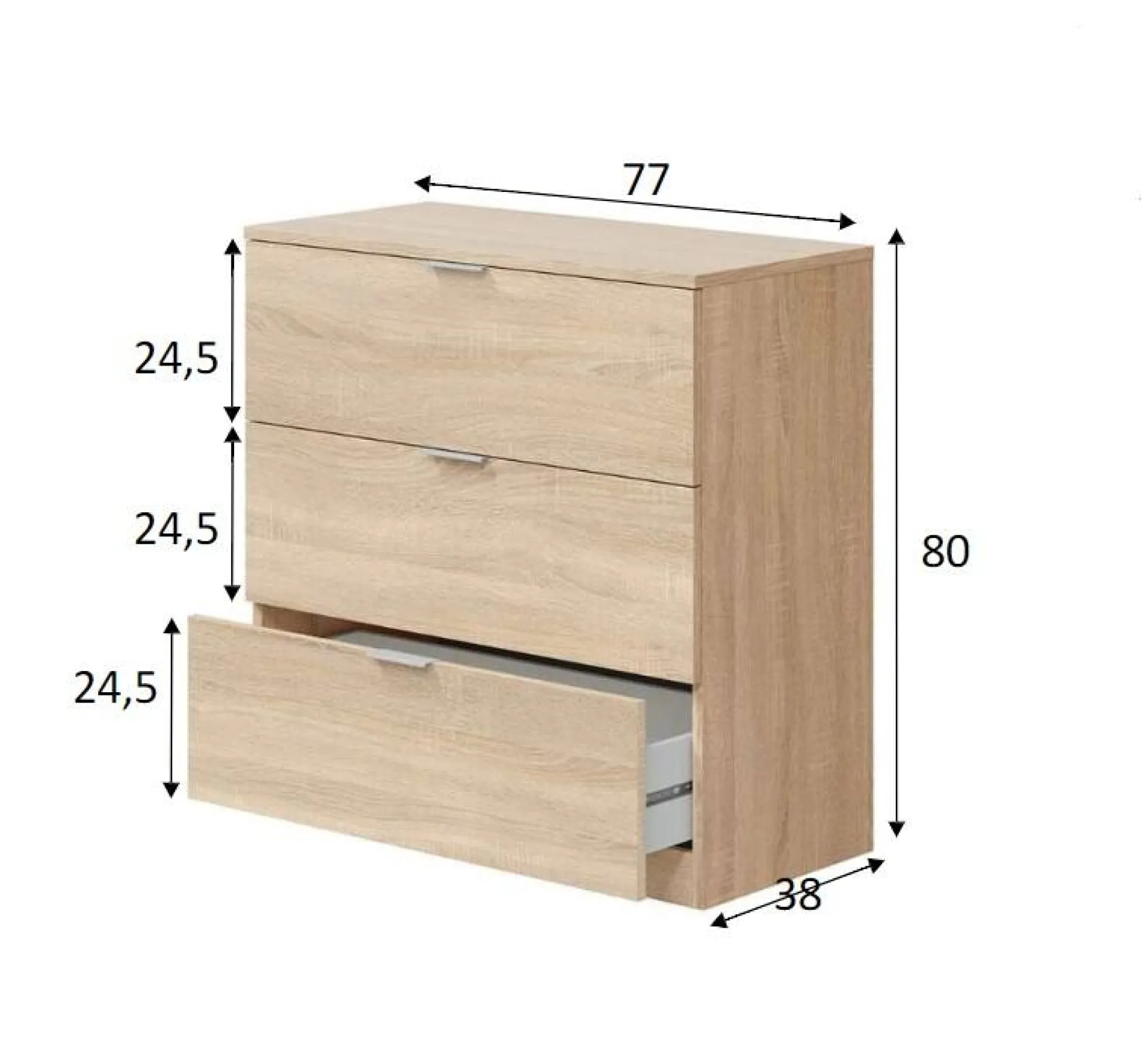 Cassettiera Garbino, 77x38h80 cm,<Dmora Shop