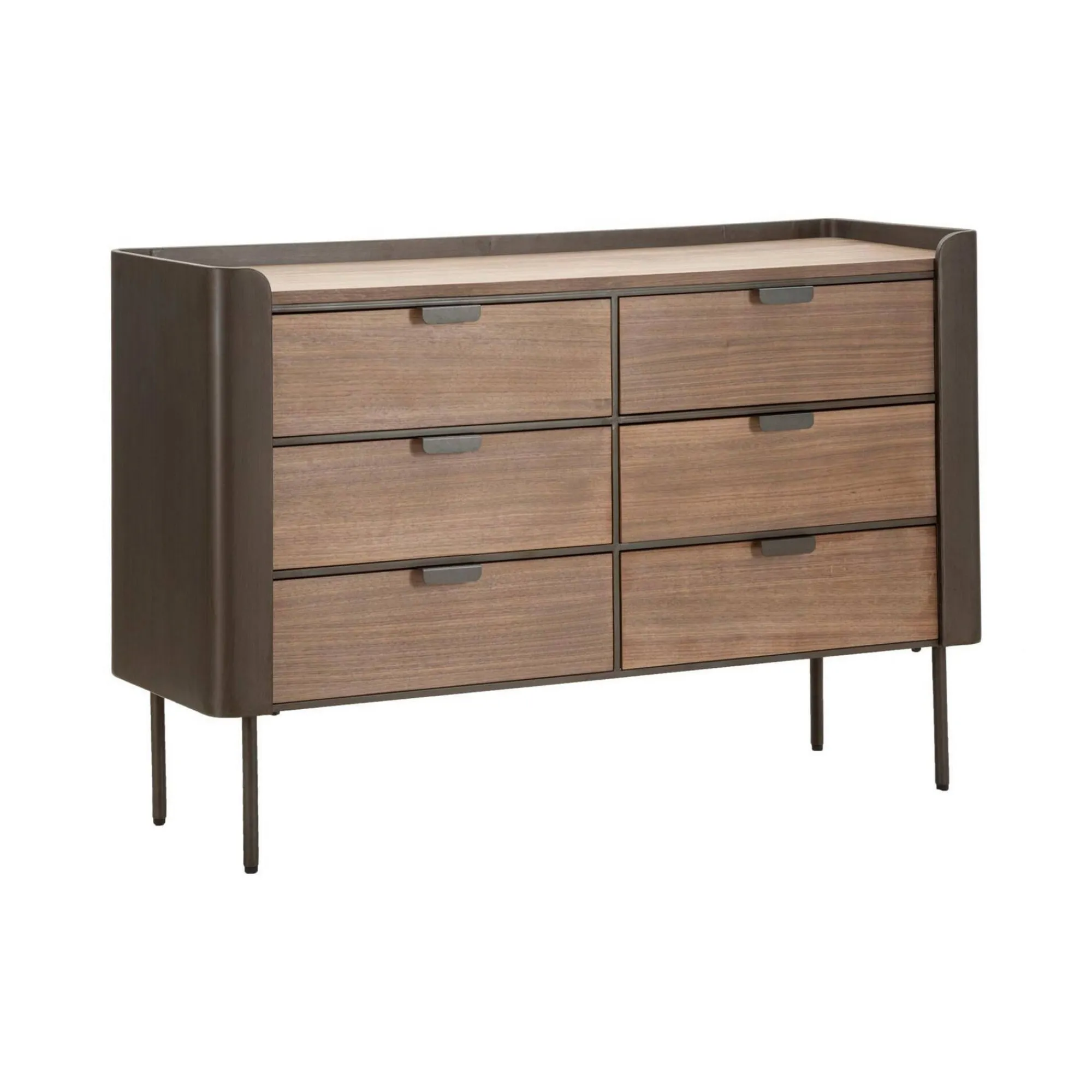 Cassettiera Kasten, 120x39 h79 cm, Grigio e Marrone<Dmora Discount