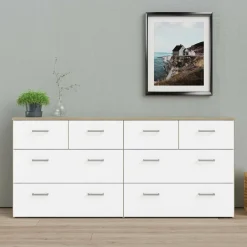 Cassettiera Lista, 36x147 h67 cm, Quercia e Bianco<Dmora Flash Sale