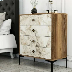 Cassettiera Molly, 76x40h91 cm, Noce e Bianco<Dmora Sale
