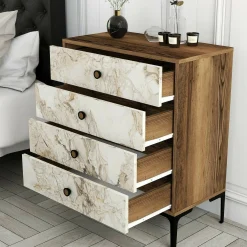 Cassettiera Molly, 76x40h91 cm, Noce e Bianco<Dmora Sale