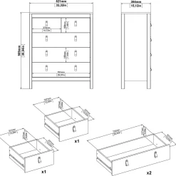 Cassettiera Nicholas, 38x82 h99 cm,<Dmora Best