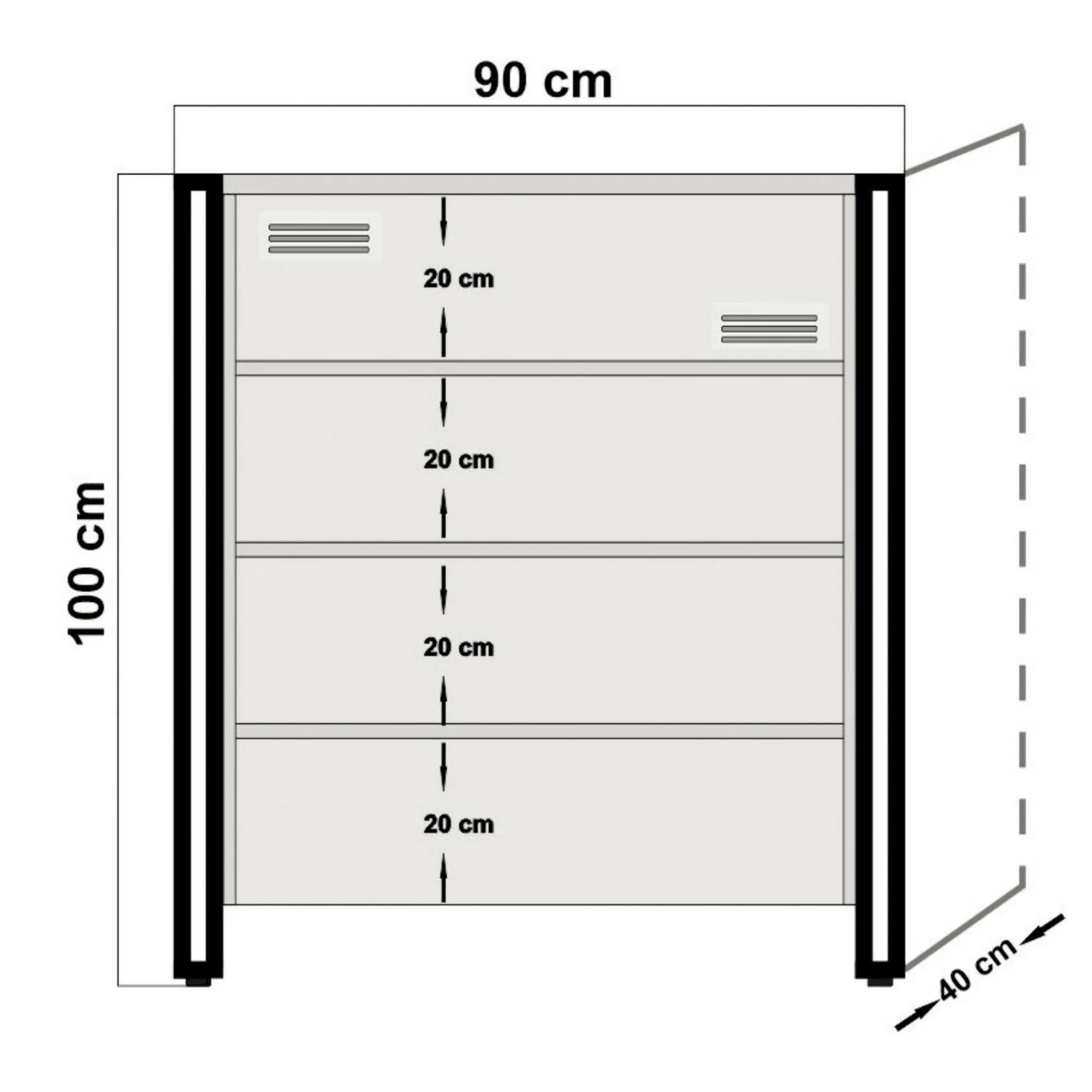 Cassettiera Nicolas, 90x40 h100 cm, Quercia e Nero<Dmora Hot