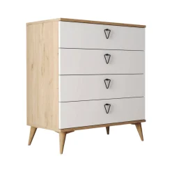 Cassettiera Paula, 80x45 h91 cm, Quercia e Bianco<Dmora Shop