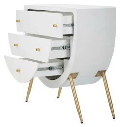 Cassettiera Rouge, 80x32 h79 cm, Bianco e Oro<Dmora Cheap