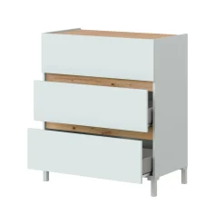 Cassettiera Teddy, 79x41 h91 cm, Bianco e Rovere Nodi<Dmora Fashion