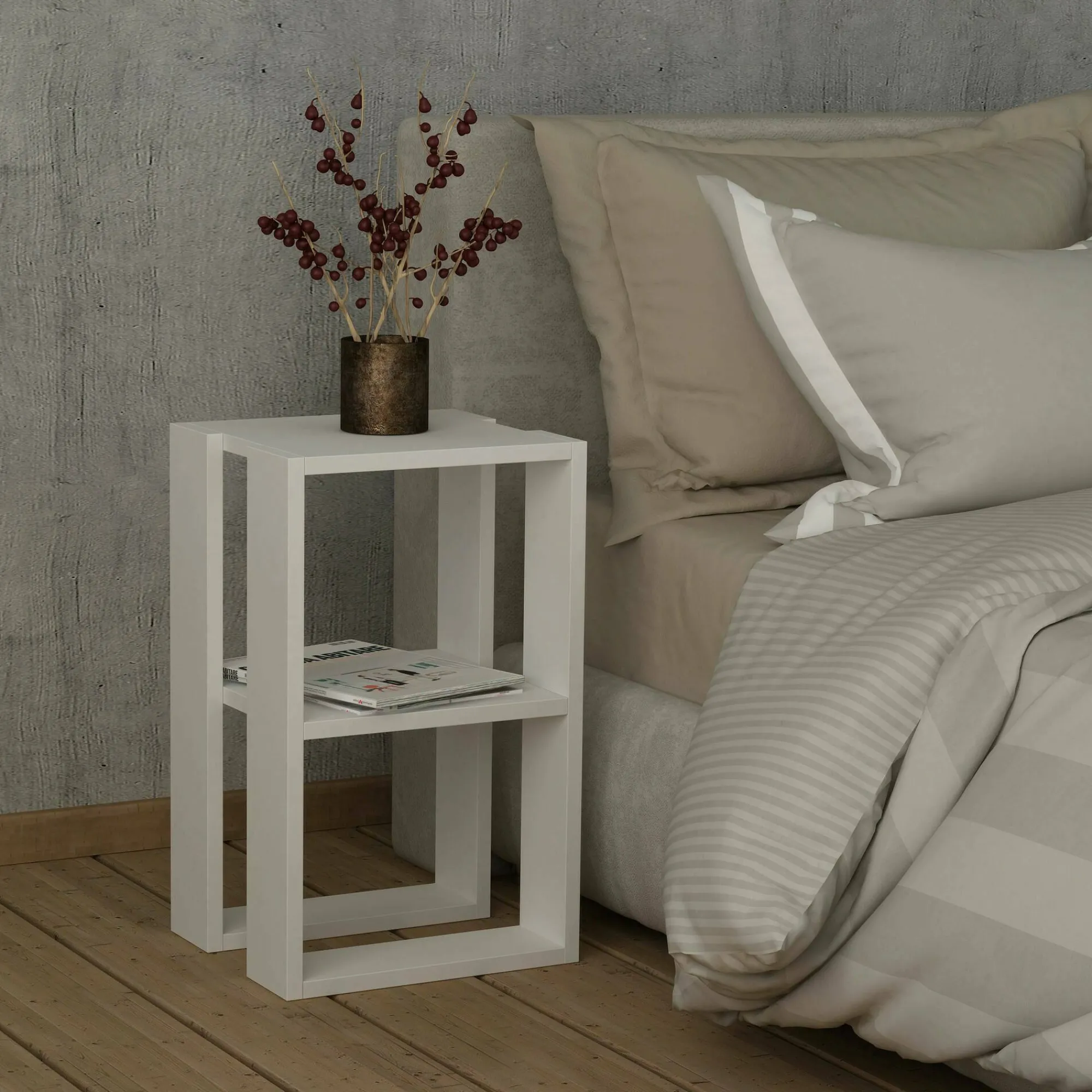 Comodino Alfreda, 30x30h55 cm,<Dmora New