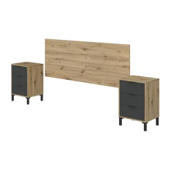 Comodino Allan, 160x2 cm, Rovere effetto nodi e Antracite<Dmora Fashion