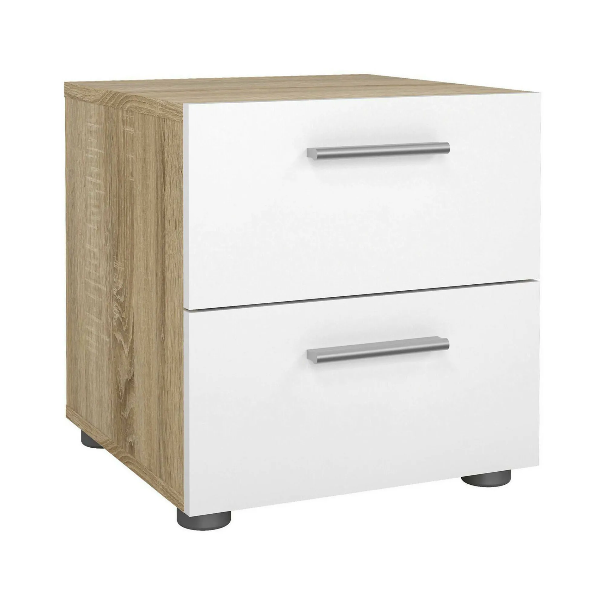 Comodino Apolla, 40x40 h42 cm, Quercia e Bianco<Dmora Best