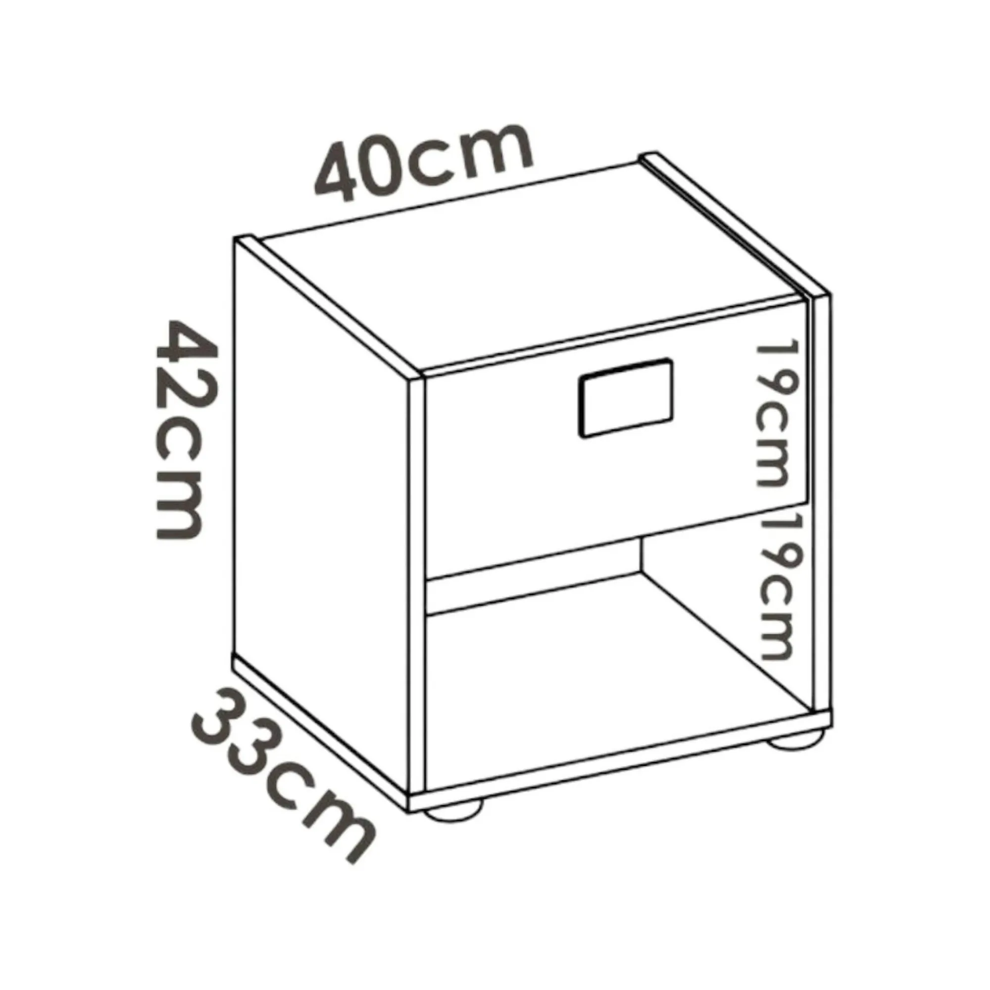 Comodino Artica, 40x33h42 cm, Bianco e Rovere<Dmora Clearance