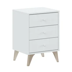 Comodino Attina, 40x34h56 cm, Bianco e Rovere<Dmora Hot
