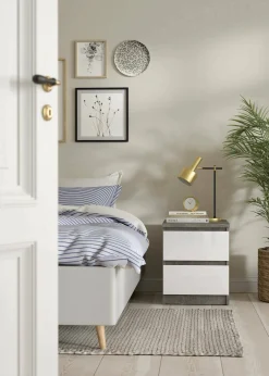 Comodino Azar, 50x40 h50 cm, Cemento e Bianco<Dmora Clearance