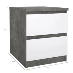 Comodino Azar, 50x40 h50 cm, Cemento e Bianco<Dmora Clearance