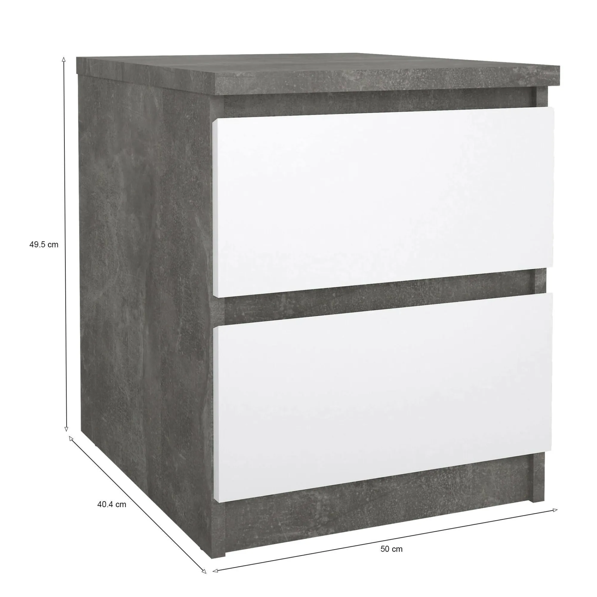 Comodino Azar, 50x40 h50 cm, Cemento e Bianco<Dmora Clearance