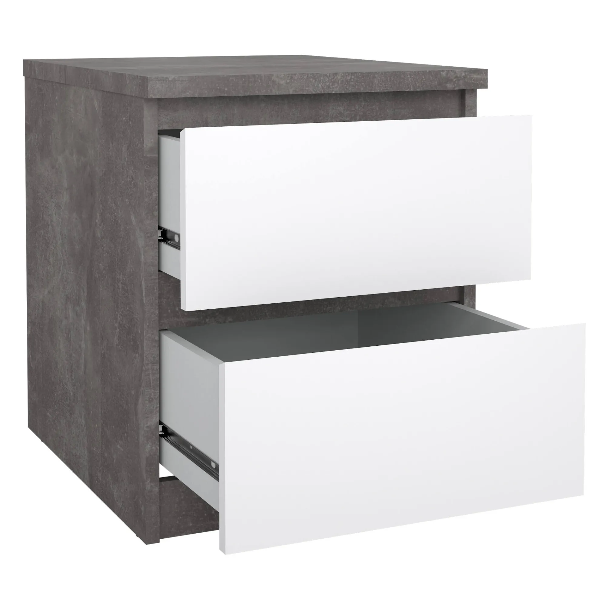 Comodino Azar, 50x40 h50 cm, Cemento e Bianco<Dmora Clearance