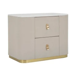 Comodino Christov, 60x40 h47 cm, Crema e Oro<Dmora Clearance