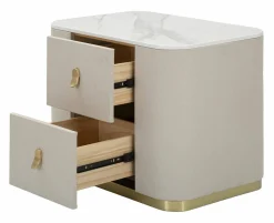 Comodino Christov, 60x40 h47 cm, Crema e Oro<Dmora Clearance