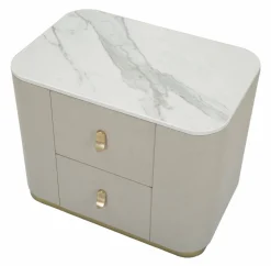 Comodino Christov, 60x40 h47 cm, Crema e Oro<Dmora Clearance