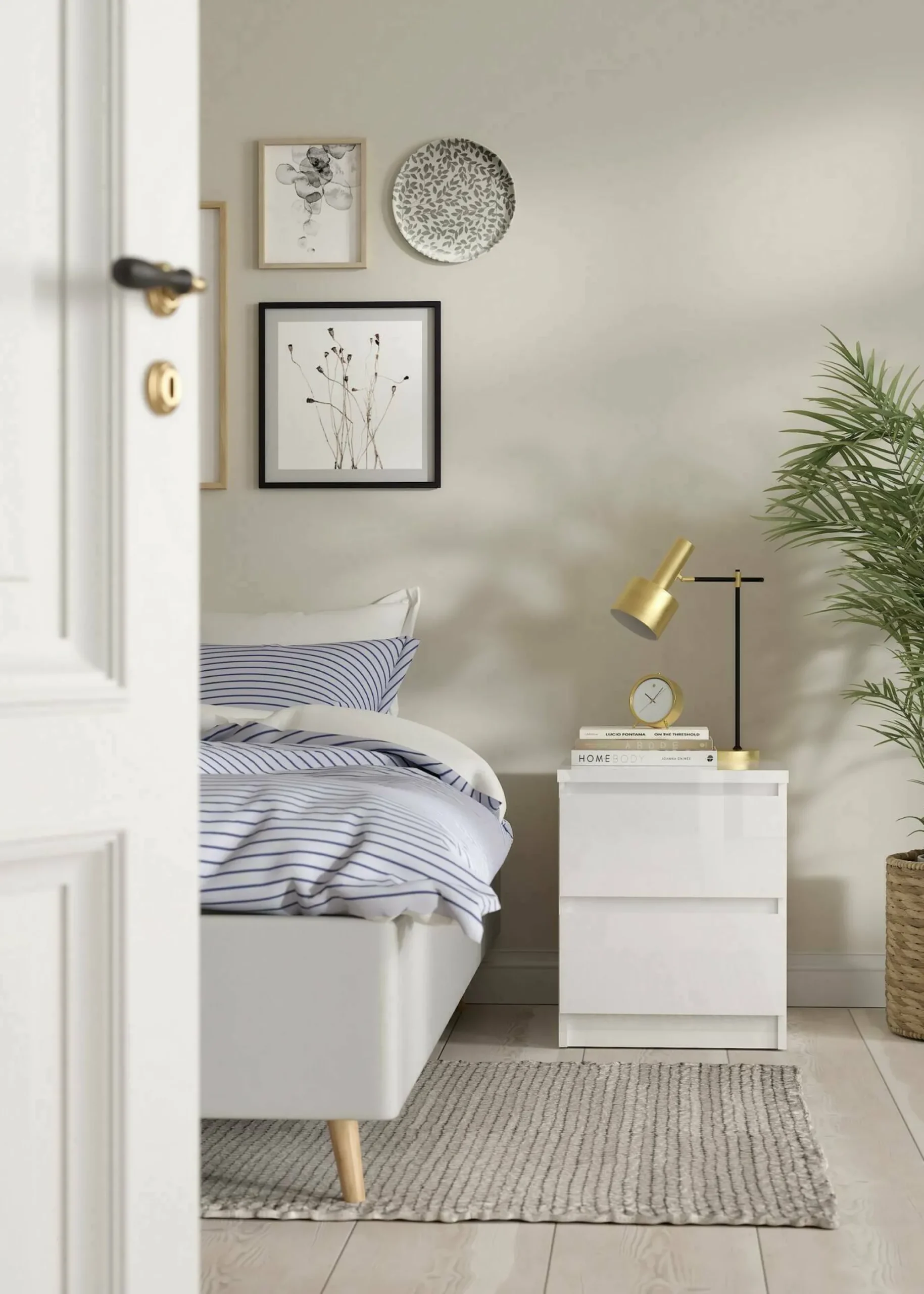 Comodino Daiki, 50x40 h50 cm, Bianco<Dmora Clearance
