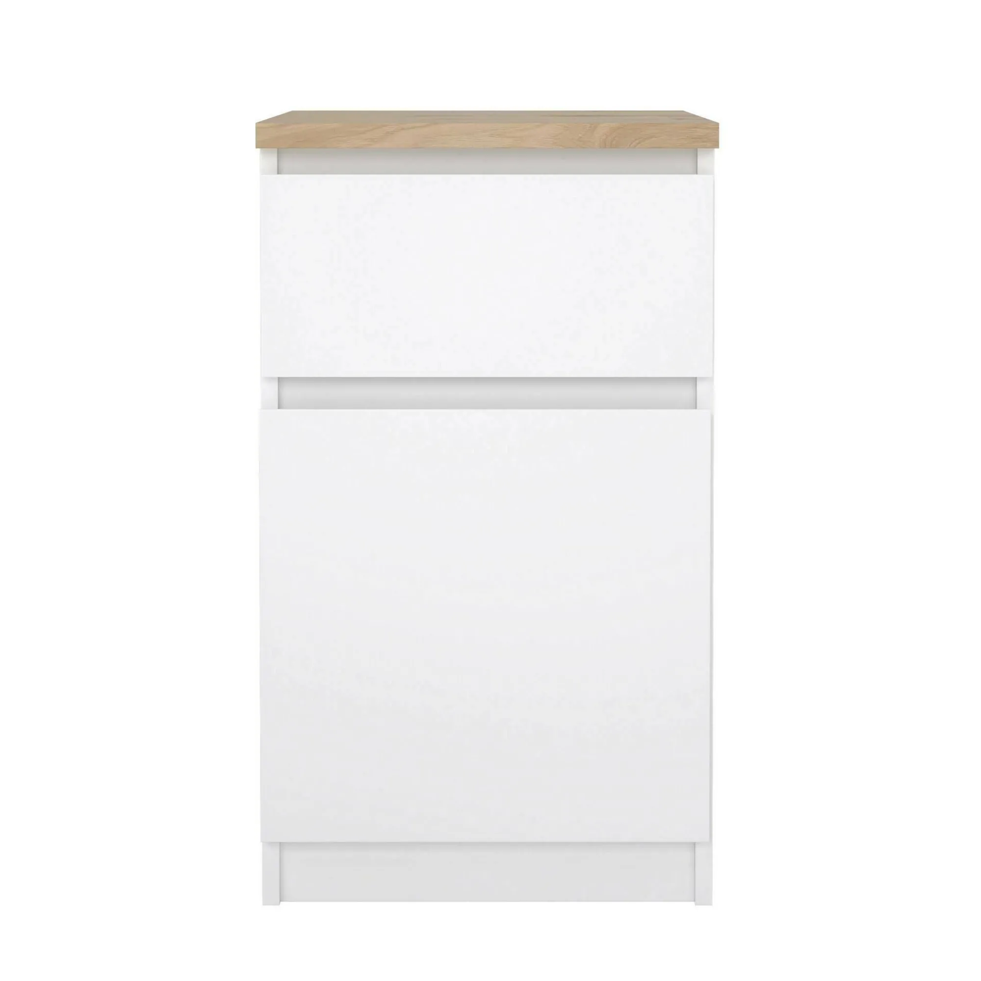 Comodino Delfini, 40x40 h70 cm, Bianco e Rovere<Dmora Discount