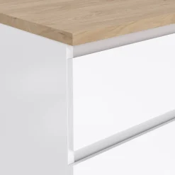 Comodino Delfini, 40x40 h70 cm, Bianco e Rovere<Dmora Discount