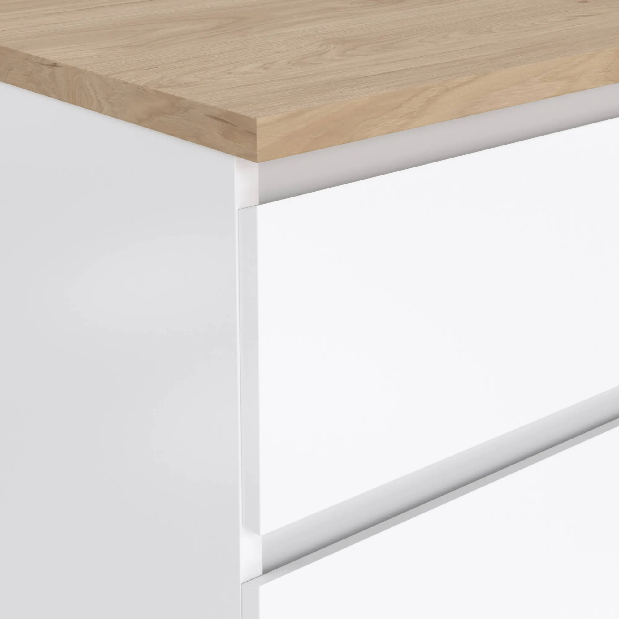 Comodino Delfini, 40x40 h70 cm, Bianco e Rovere<Dmora Discount