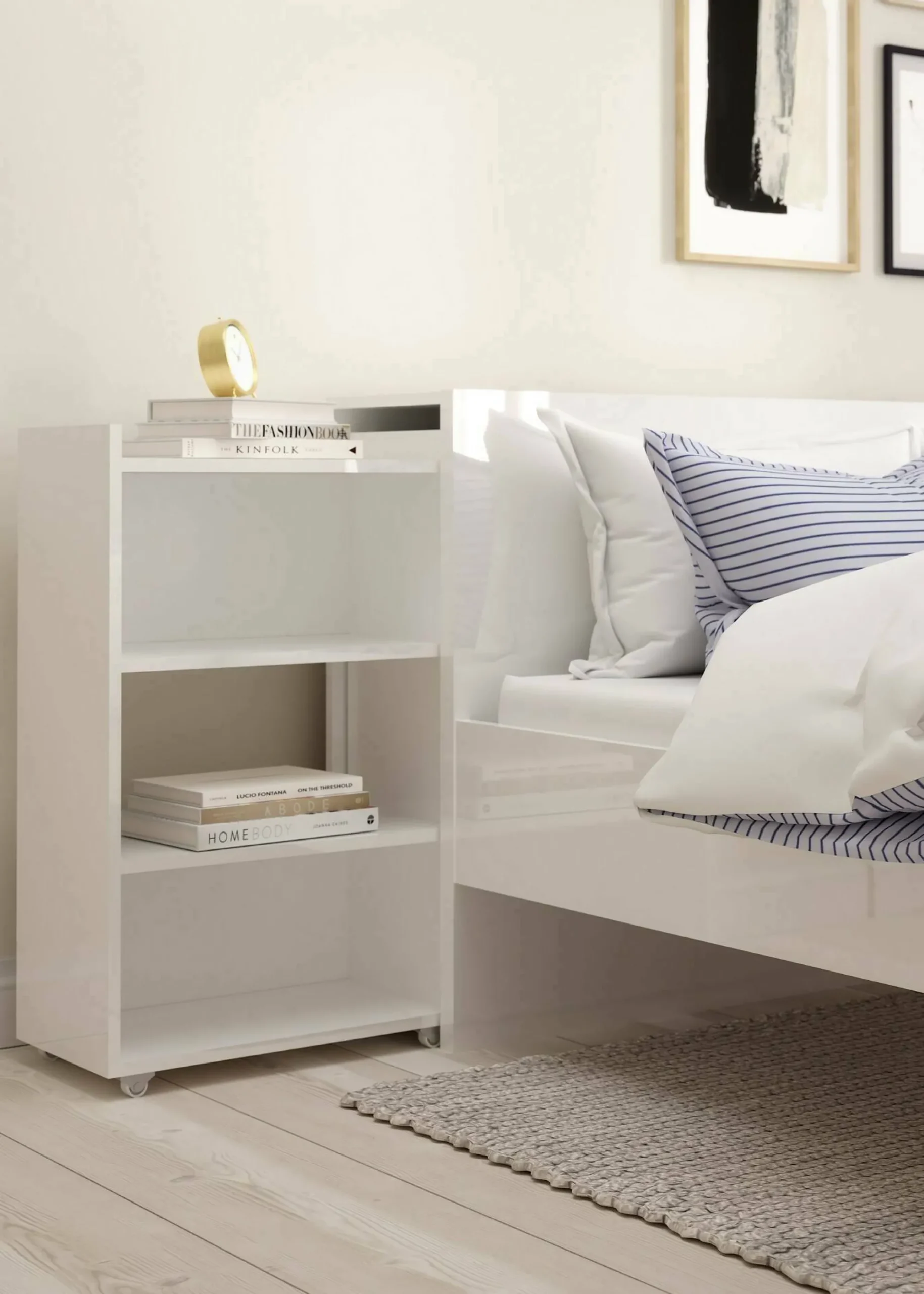 Comodino Delfino, 165x26 h80 cm, Bianco<Dmora New