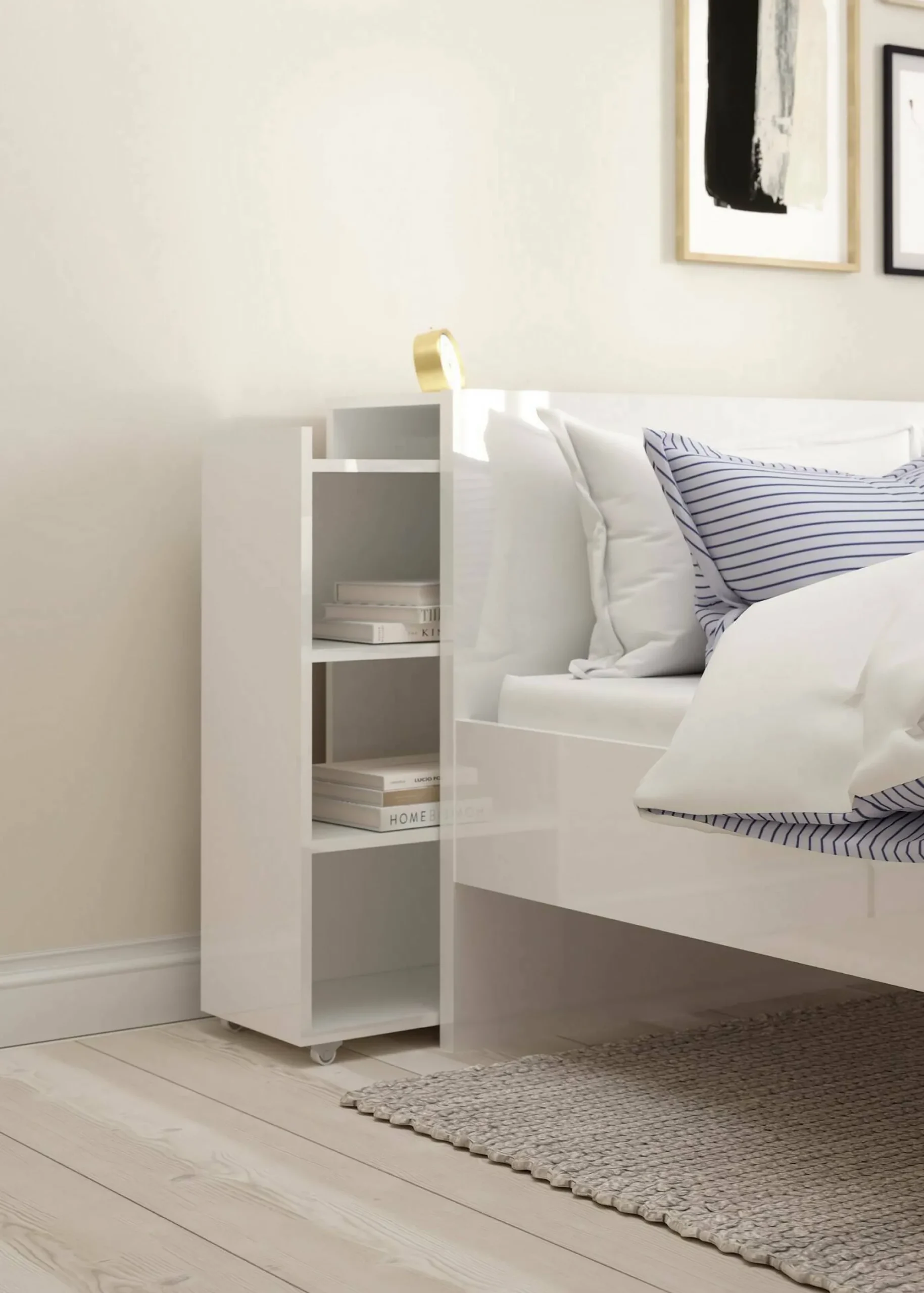 Comodino Delfino, 165x26 h80 cm, Bianco<Dmora New