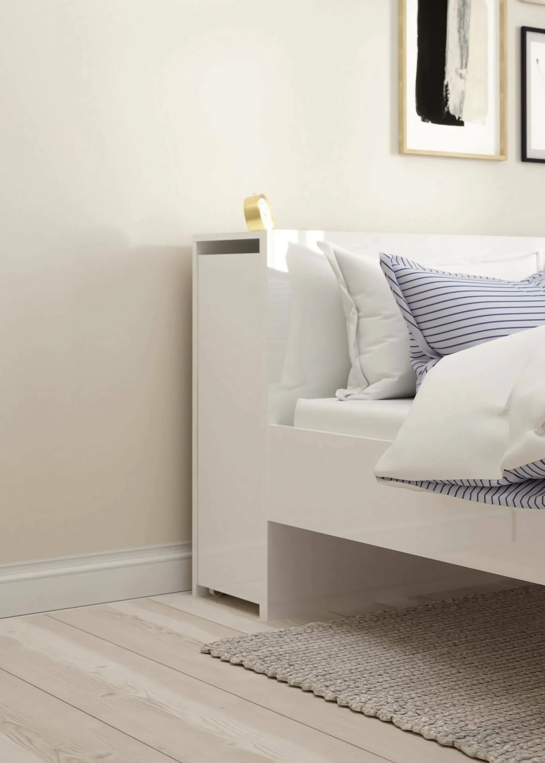 Comodino Delfino, 165x26 h80 cm, Bianco<Dmora New