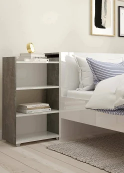 Comodino Delfino, 26x165 h80 cm, Cemento e Bianco<Dmora Outlet
