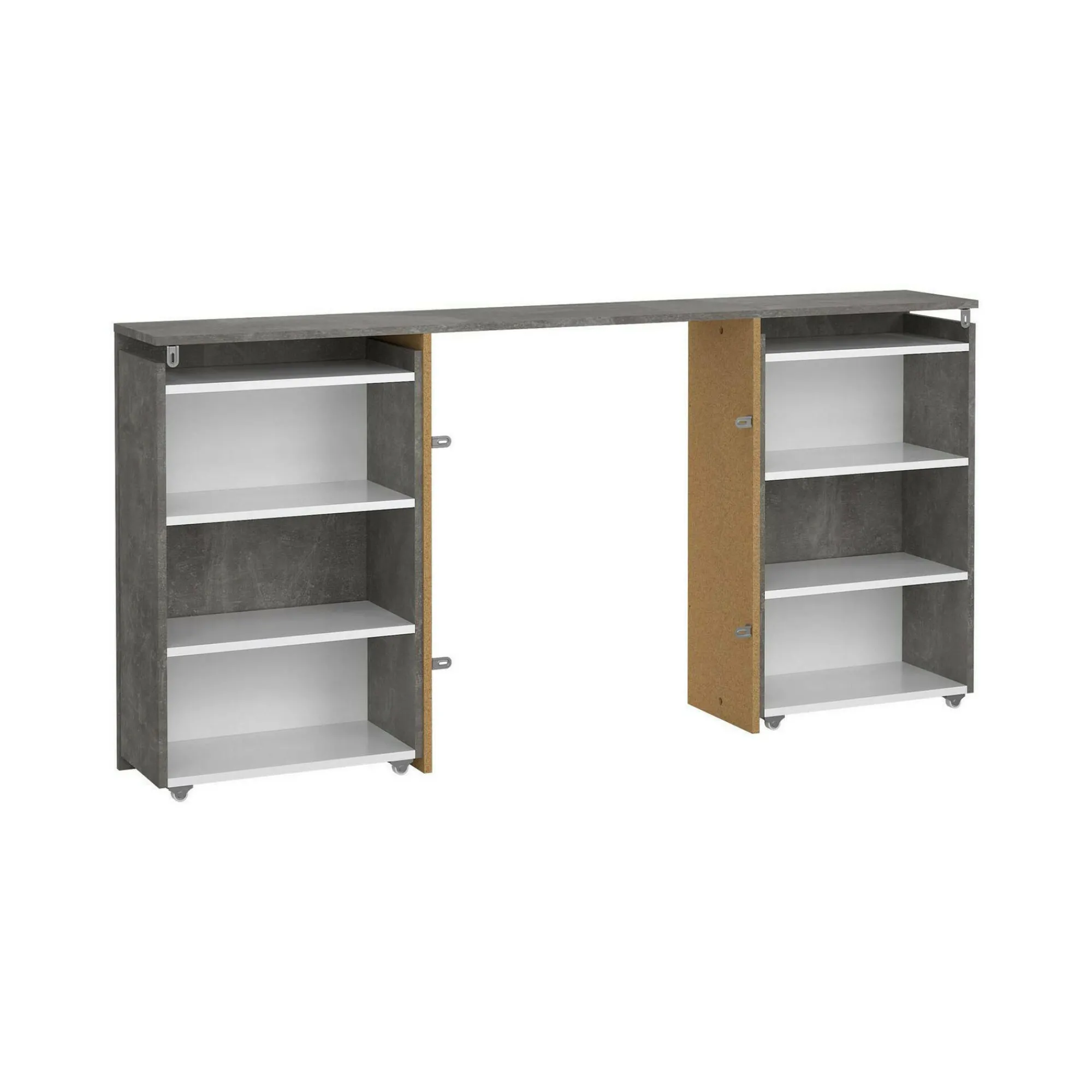 Comodino Delfino, 26x165 h80 cm, Cemento e Bianco<Dmora Outlet