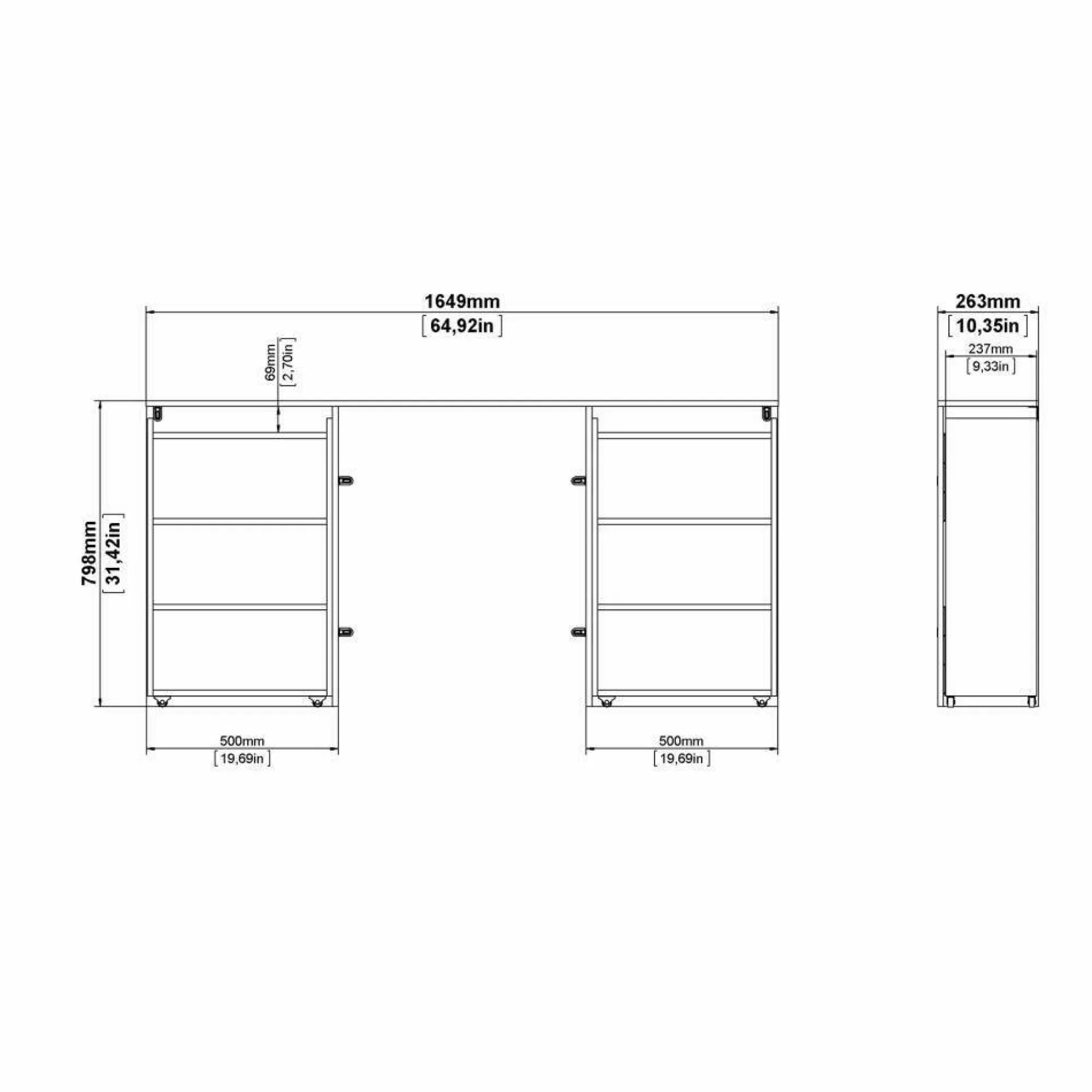Comodino Delfino, 26x165 h80 cm, Cemento e Bianco<Dmora Outlet