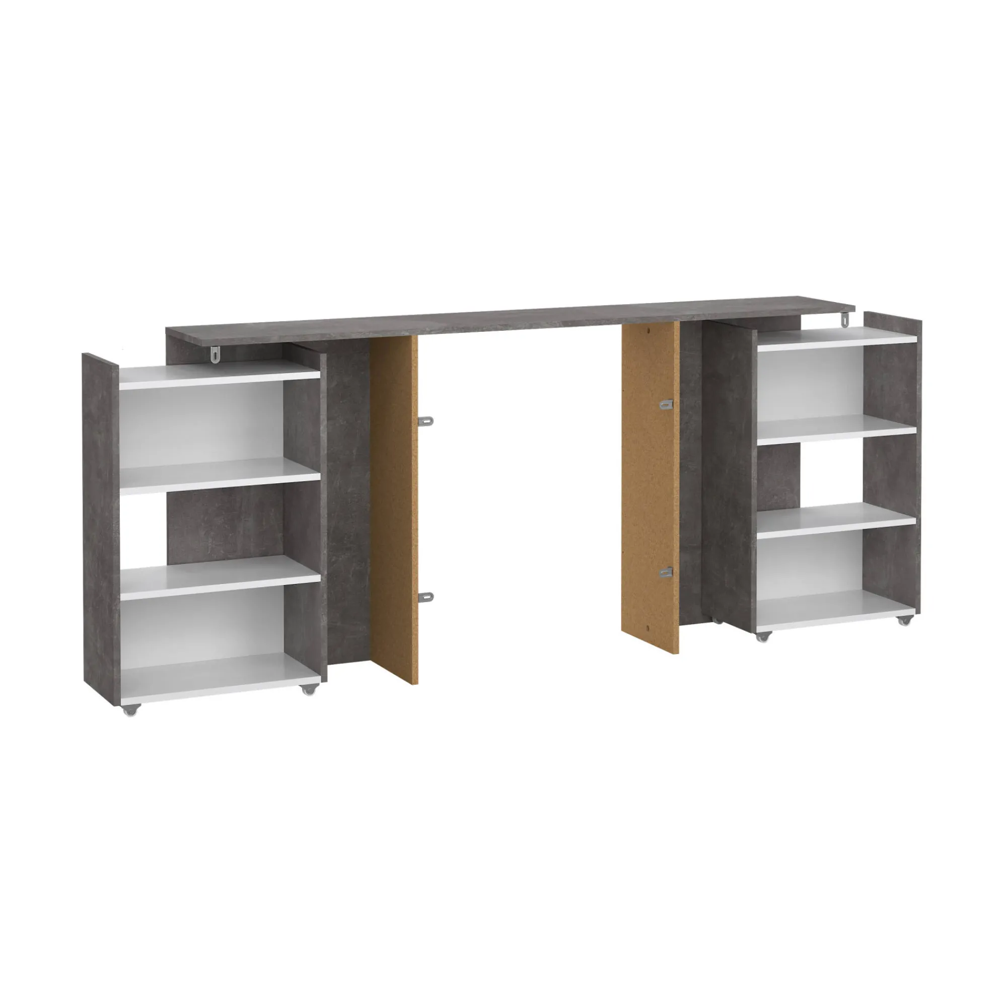 Comodino Delfino, 26x165 h80 cm, Cemento e Bianco<Dmora Outlet