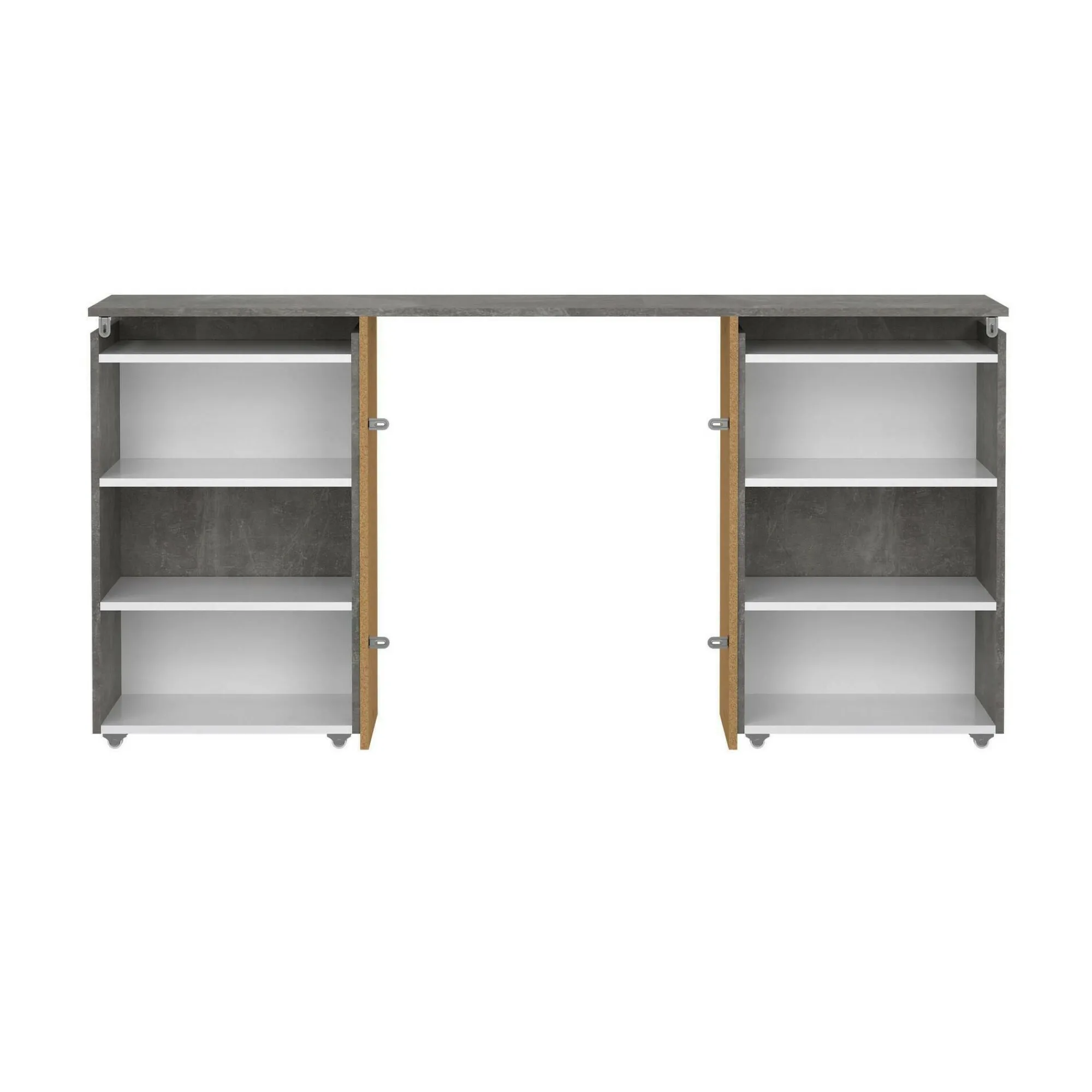 Comodino Delfino, 26x165 h80 cm, Cemento e Bianco<Dmora Outlet