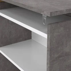 Comodino Delfino, 26x165 h80 cm, Cemento e Bianco<Dmora Outlet