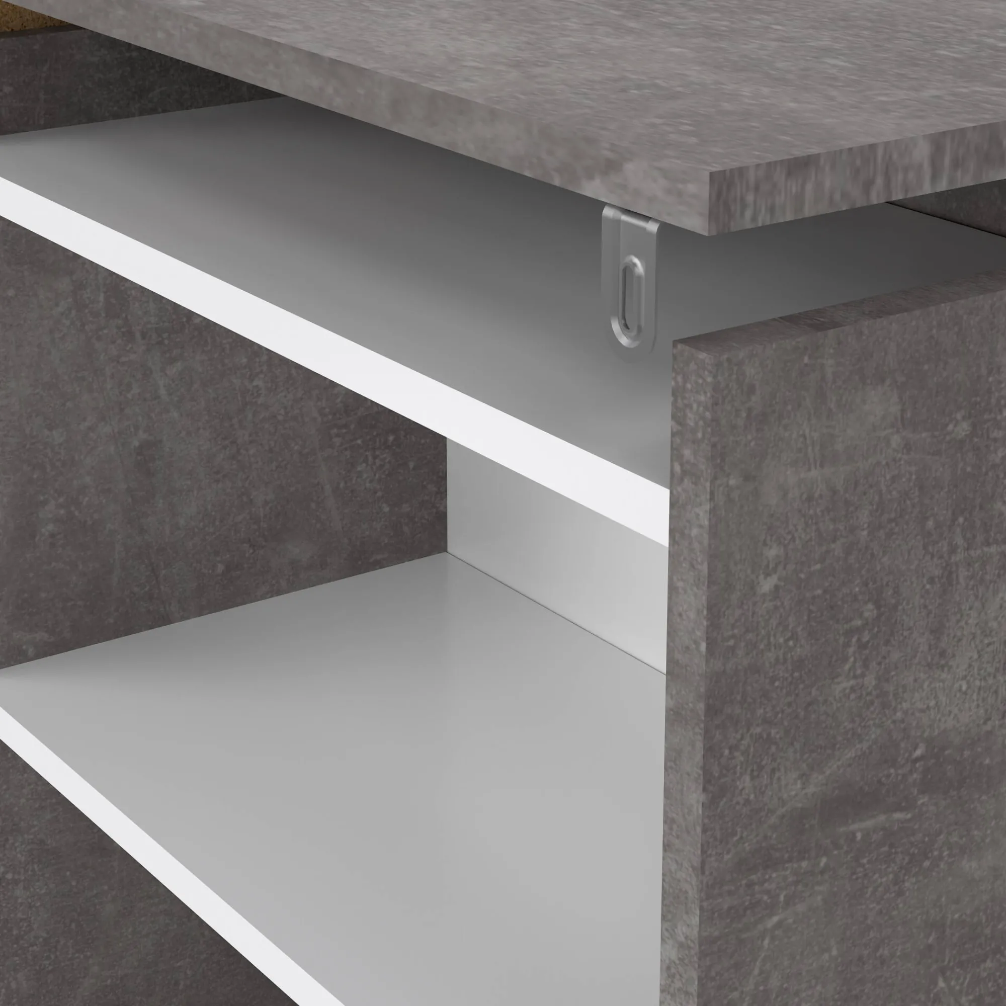 Comodino Delfino, 26x165 h80 cm, Cemento e Bianco<Dmora Outlet
