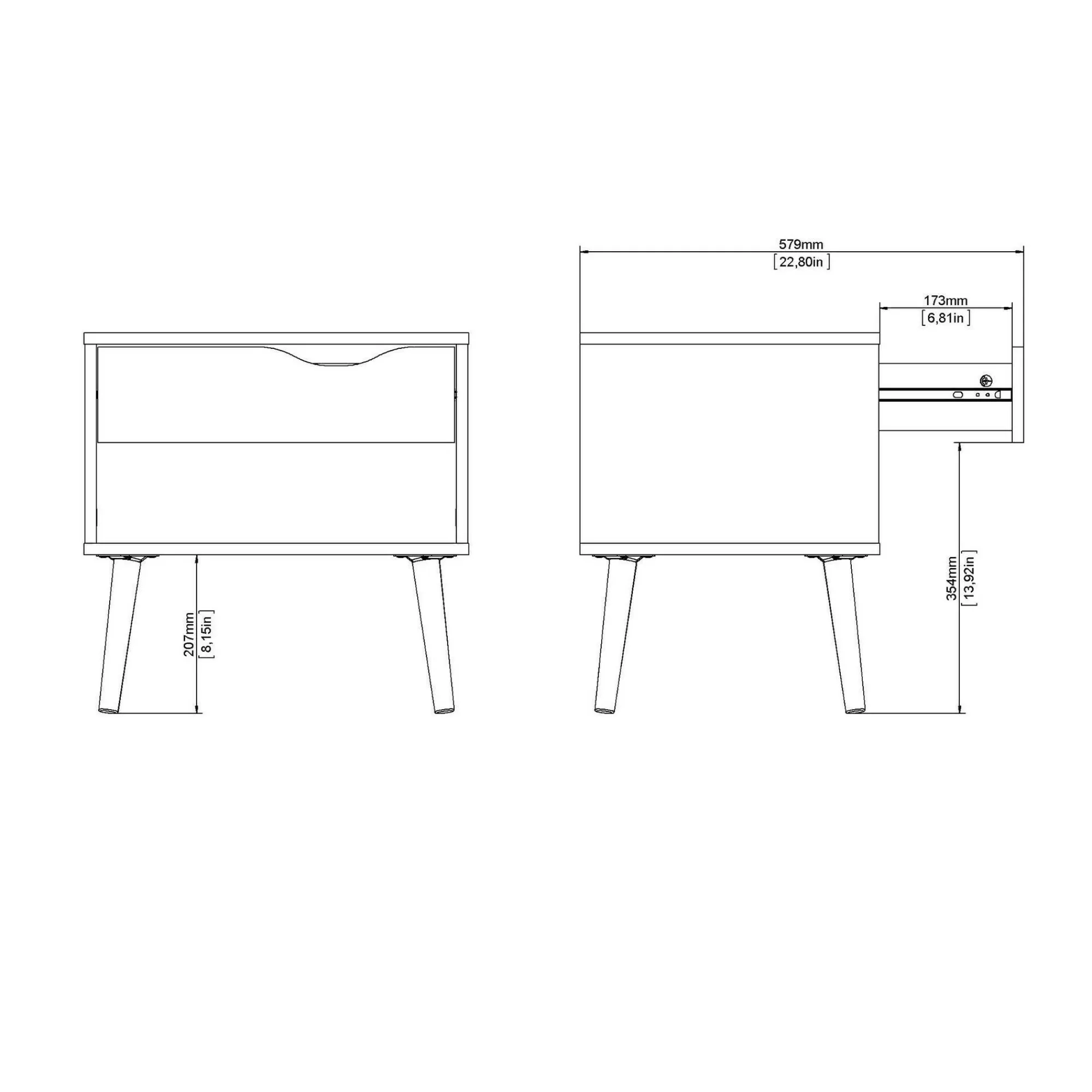 Comodino Drove, 50x39 h50 cm, Nero e Quercia<Dmora New