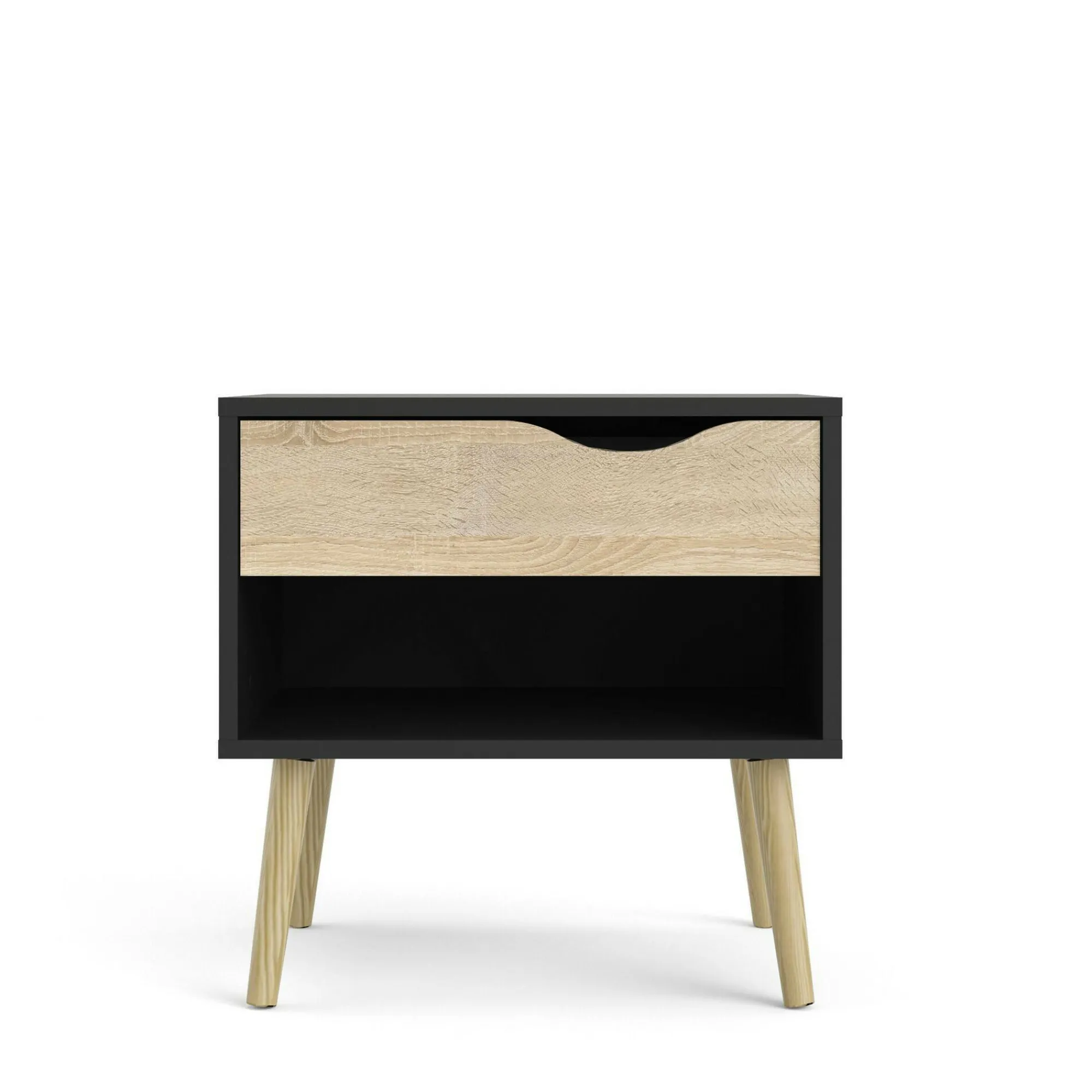 Comodino Drove, 50x39 h50 cm, Nero e Quercia<Dmora New
